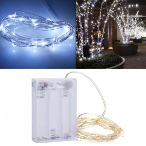 3m 3 x piles AA alimentées 150LM SMD-0603 LED Silver Wire String Light Lamp / Décoration Light Strip, White Light S3122W0-20