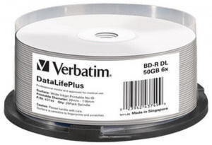 1x25 Verbatim BD-R Blu-Ray 50GB 6x Speed printable cakebox 488810-20