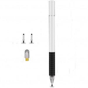 Stylus Pen Écran Tactile Capacitif Stylet Actif De Haute Précision + Plume En Caoutchouc + Plume En Fibre Argent C0659RBYG9389-20