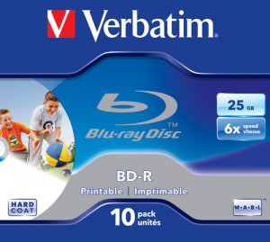 1x10 Verbatim BD-R Blu-Ray 25GB 6x Speed,imprimabe, Jewel box 374759-20