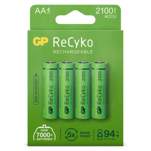 1x4 GP ReCyko+ NiMH batteries AA 2100mAH, ready to use 566288-20