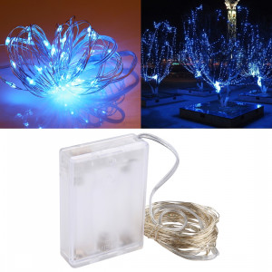 5m 6W 50 LED SMD 0603 IP65 Waterproof 3 x AA Batteries Box Silver Wire Chaîne Lampe Fairy Lampe Décorative, DC 5V (Bleu Light) S516BL1-20