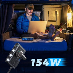 Joyroom Car Charger 9-in-1, (C+U+U+U+U+U+ 3 cigarette lighter socket) 154W, Black (JR-CL06) DO104229-20