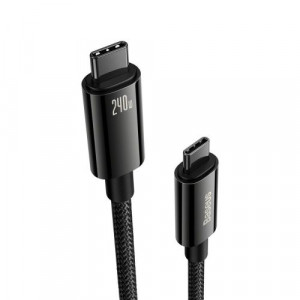 Baseus Type-C to Type-C Tungsten Gold Series Cable 480Mb/s, 240W, 1m, Black (CAWJ040001) DA368267-20