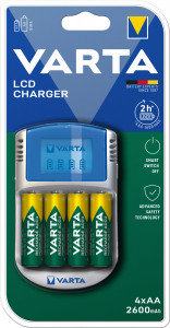 Varta Chargeur LCD 12V USB + 4 Accus 2600 mAh Mignon AA 525931-20
