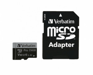 Verbatim microSDXC Pro 256GB Class 10 UHS-I + adaptateur 818099-20