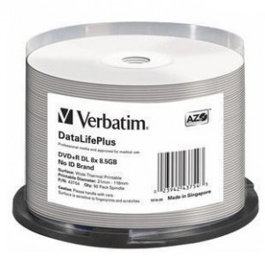 1x50 Verbatim DVD+R Double Layer 8x Speed 8,5GB thermique imprim. 178411-20