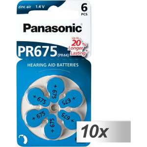 10x1 Panasonic PR675 app.auditif Zinc Air 6 pièces 464620-20
