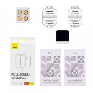 Baseus iWatch 0,2 mm, NanoCrystal Protective Film for Apple Watch 7/8/9, 41mm (2pcs) with mounting kit, Transparent (P6001510B201-02) DA205325-20