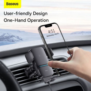 Baseus Car Mount Wireless Charger Wisdom Auto Alignment Air Outlet base QI 15W Black (CGZX000001) DA2116651-20