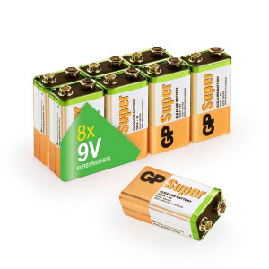 1x8 GP Super Alkaline Bloc 9V 6LR61 Bulk Box 030E1604ALB8 801936-20