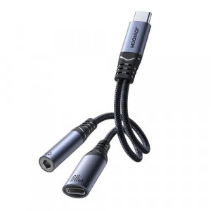 Joyroom Adapter DAC 2-in-1 Type-C to 3.5mm Mini Jack/ Type-C, 60W, 0.14m, Black (SY-C02) DO572730-20