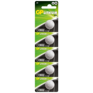 GP Battery (CR2032) Lithium coin, CR2032-7U5, (5 batteries / blister) 3V DP104566-20