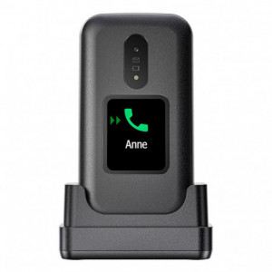 Doro 2880 4G (Clapet avec Socle de Charge, Double écran) Noir/Blanc D2880_BW-20