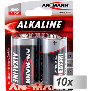 10x2 Ansmann Alcaline Mono D LR 20 red-Line 1514-0000 486712-20