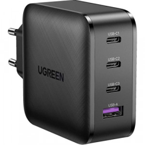 UGREEN USB-A+3xUSB-C 65W GaN Tech Chargeur mural rap.EU noir 730417-20
