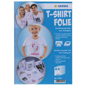 Herma Tranp. Tshirt A4 p.textile clair et blanc, 20 feuilles 4525 778136-20