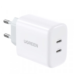 UGREEN USB-C+USB-C 40W PD Chargeur mural(20W+20W) EU blanc 730403-20