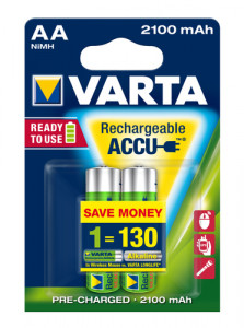 1x2 Varta Rechargeable Accu AA Ready2Use NiMH 2100 mAh Mignon 486899-20