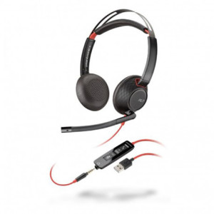 Casque Filaire Poly Blackwire 5220 (Stéréo USB-A Jack 3.5 mm, Télécommande) Noir PB5220_BLK-20