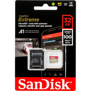 SanDisk microSDHC V30 A1 32GB Extreme 100MB SDSQXAF-032G-GN6MA 722157-20