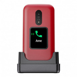 Doro 2880 4G (Clapet avec Socle de Charge, Double écran) Rouge / Blanc D2880_RW-20