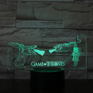 Creative Lampe LED 3D 2 modes d'éclairage, 7 couleurs, alimentation via USB ou piles AA Design GOT Game of Thrones LEDASMAGOT01-20