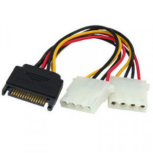 Câble d'alimentation 15 Pin vers 2 x 4 Pin SATA Y-Câble 15.2cm CA15P24P01-20