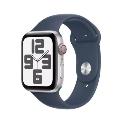 Apple Watch SE 2nd Gen GPS + Cellular 44mm Silver Alu Case, Storm Blue Sport Band M/L EUMRHJ3 DP18800452-20