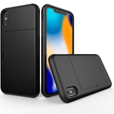 Étui de protection antichoc robuste avec armure pour iPhone XS Max, avec fente pour carte (noir) SH654B602-20