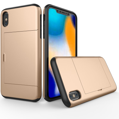 Étui de protection antichoc résistant aux blindages pour iPhone XS Max, avec fente pour carte (or) SH654J930-20