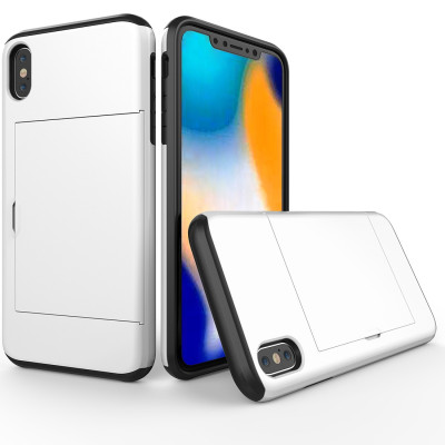 Étui de protection antichoc robuste pour iPhone XS Max, avec fente pour carte (blanche) SH654W318-20