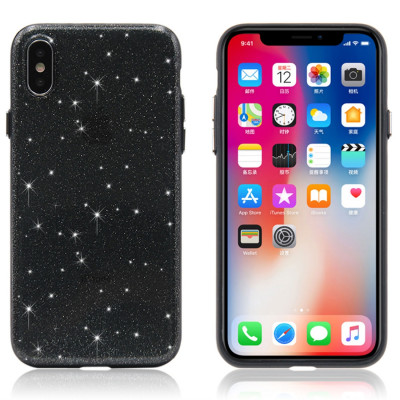 Pour iPhone X / XS Shimmering Powder PC étui de protection arrière (noir) SH103B725-20