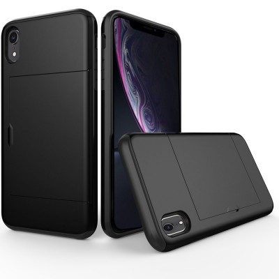 Étui de protection antichoc résistant à l'armure pour iPhone XR, avec emplacement pour carte (noir) SH654B788-20