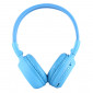 BS-N65 Headband Casque d'écoute sans fil HiFi stéréo pliable avec écran LCD et fente pour carte TF et voyant LED et fonction FM (bleu)