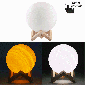 Lampe d'impression 3D Jupiter, Diamètre: 18cm, Contrôle de charge USB, 2 couleurs Changement de couleur Éclairage LED à économie d'énergie avec socle en bois