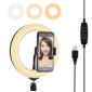 Puluz 7,9 pouces 20cm USB 3 modes Dimmable Double couleur Température LED Bague de lumière courbée Vlogging Selogging Photography Vidéo lumières avec pince de téléphone (noir)