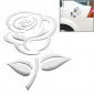 Autocollant de voiture motif 3D Rose, taille: 10,5 cm x 8 cm (environ) (argent)