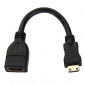 Câble HDMI mini-mâle vers HDMI 19 broches femelle de 16 cm plaqué or (noir)