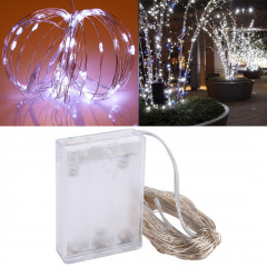 10m 6W 100 LED SMD 0603 IP65 Waterproof 3 x AA Batteries Box Silver Wire String Light Lampe de fête Lampe décorative, DC 5V (White Light)