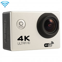 F60 2.0 pouces Écran 4K 170 degrés Grand angle WiFi Sport Action Caméscope avec boîtier étanche, carte mémoire 64Go Micro SD (Argent)