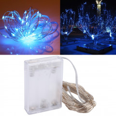 10m 6W 100 LED SMD 0603 IP65 Waterproof 3 x AA Batteries Box Silver Wire String Light Lampe Fairy Lampe Décorative, DC 5V (Blue Light)