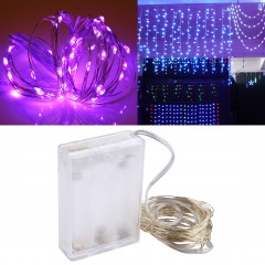 5m 6W 50 LED SMD 0603 IP65 Waterproof 3 x AA Batteries Box Silver Wire String Light Lampe Fairy Lampe Décorative, DC 5V (Purple Light)