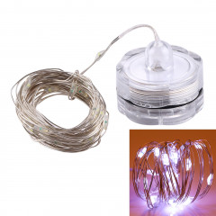 2 m 20 LED Bouton résistant à l'eau Bouton Batterie Batterie Batterie Silver Wire String Light Lampe de fée Lampe décorative (lumière blanche)
