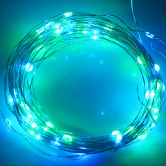10m 5V USB Alimenté 6W 500LM SMD-0603 LED Lampe à cordes en argent Lampadaire / Décoration Light Strip, Blue Green Light