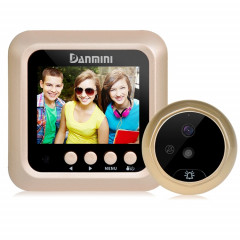 Danmini W5 2,4 pouces écran 2.0MP caméra de sécurité Pas de sonnette de spectateur de trou de peephole, Carte de soutien TF / Vision nocturne / Enregistrement vidéo (Or)