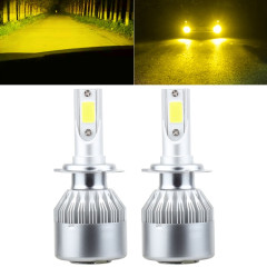 2 PCS H7 18W 1800 LM 3000K IP68 Casnbus phare de voiture à courant constant LED avec 2 lampes COB, DC 9-36V (lumière dorée)
