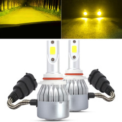 2 PCS 9006 18W 1800 LM 3000K IP68 Casnbus phare de voiture à courant constant LED avec 2 lampes COB, DC 9-36V (lumière dorée)