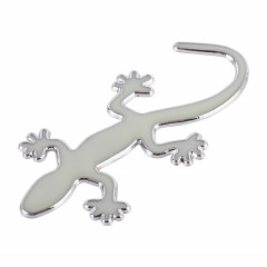 Autocollant décoratif lumineux de voiture en métal de forme de gecko (argent)