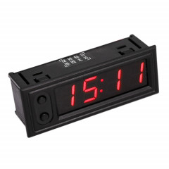 Horloge lumineuse à LED électronique de haute précision de voiture 3 en 1 + thermomètre + voltmètre (rouge)